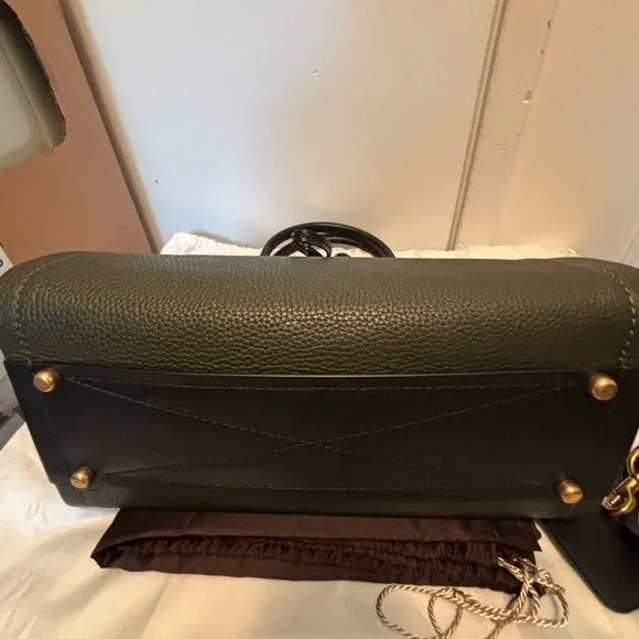 Coach 1941 Armygreen and Black Troupe Satchel carryall 35 with Snakeskin accent - Picture 7 of 14